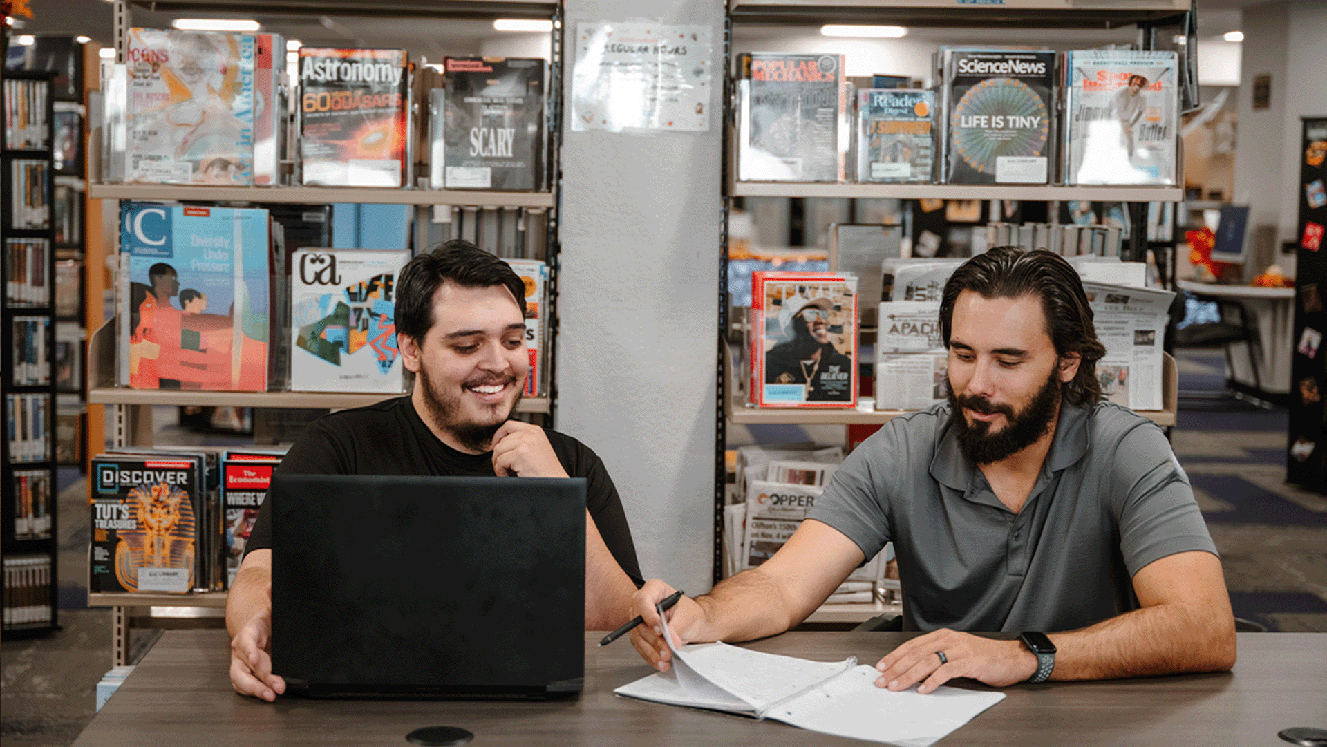 EA Student studying at the library