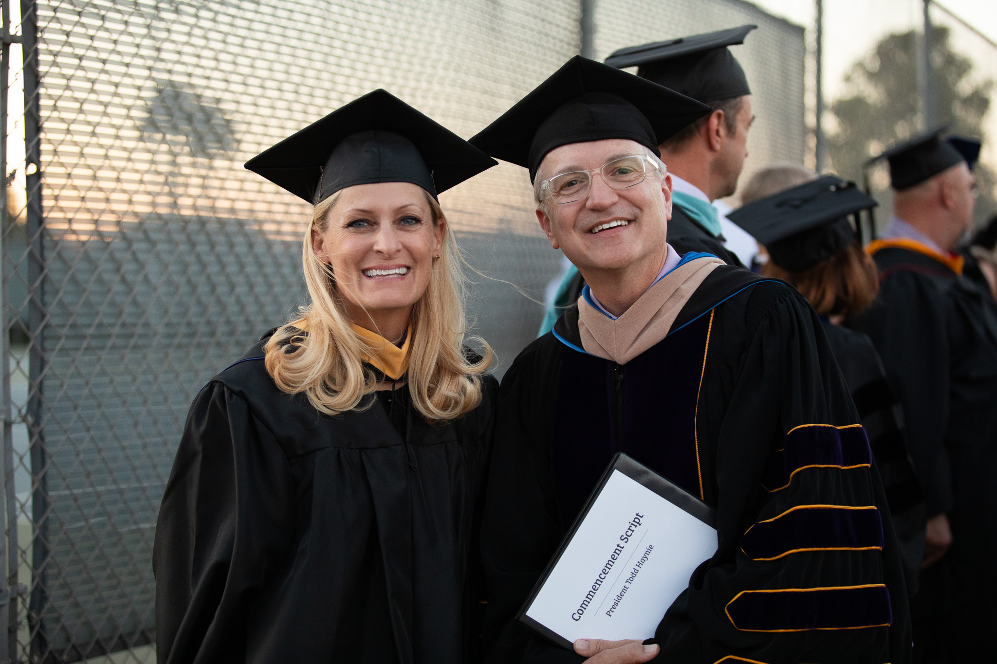 Eastern Arizona College President Todd Haynie and Arizona State Board of Education President Katherine Haley prepare to lead the Class of 2026